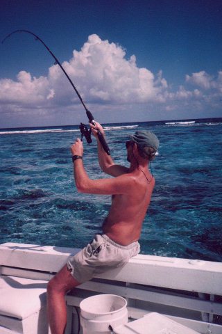 Tim fishing in Belize with the local barowner!